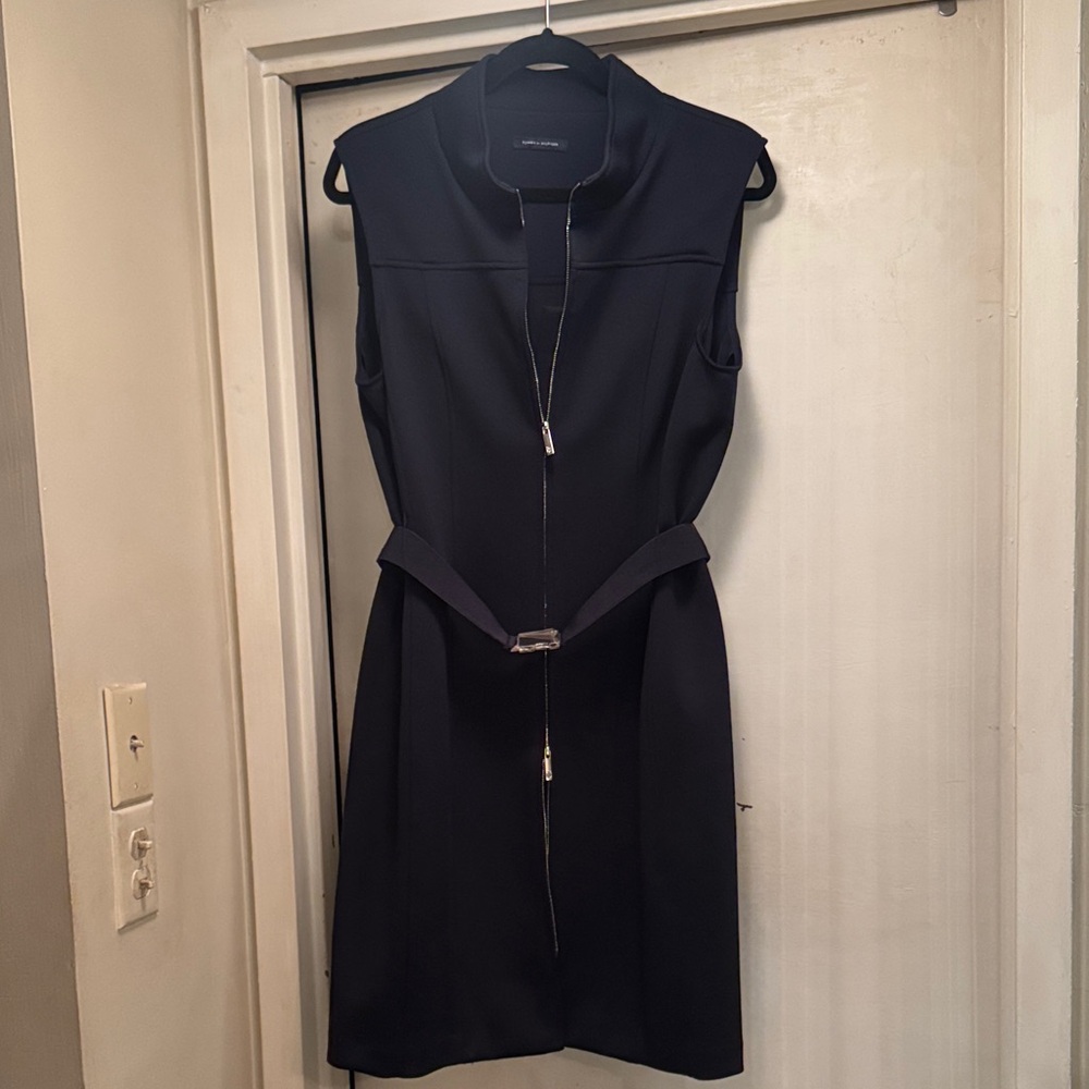 Tommy Hilfiger Dark Navy Zip front Sleeveless Dress- New Sz.Medium